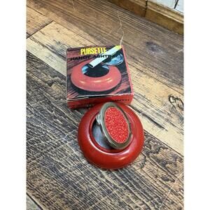 Vintage Pursette Handy Ashtray, Red, NOS, Made in Hong Kong, 2.5"dia